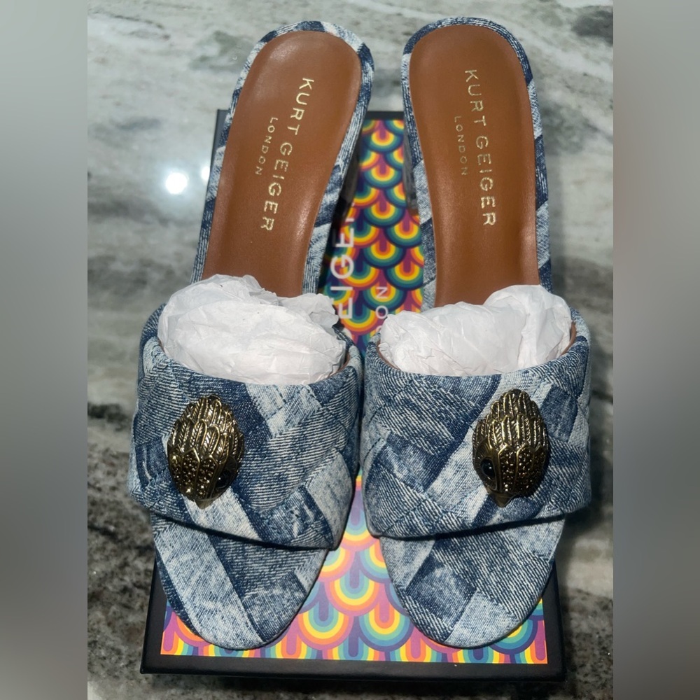Kurt Geiger Kensington Denim Block Heel Size EUR 40 US 9